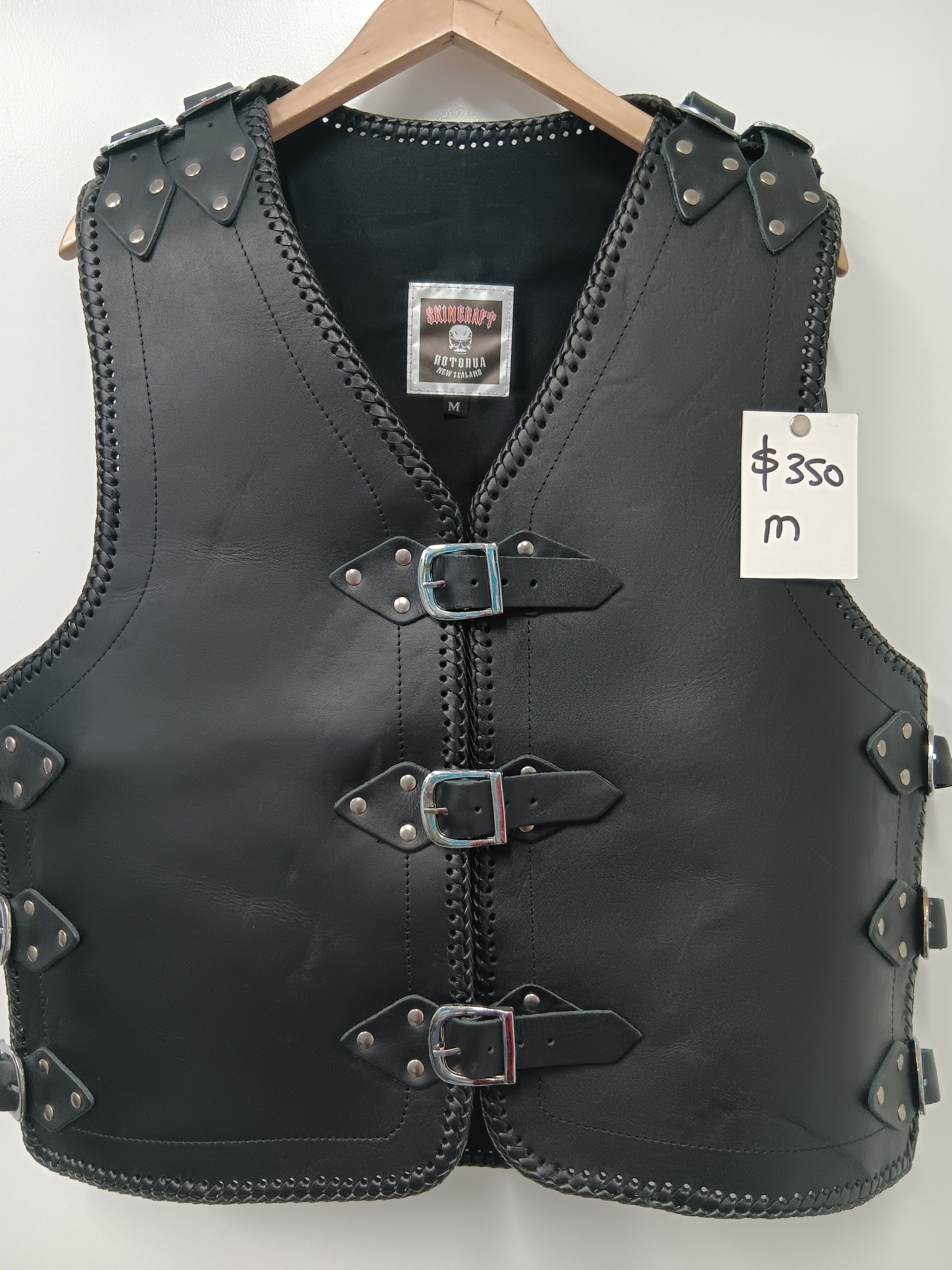 Leather Vest Thick Black – Skingraft Rotorua - Main Image