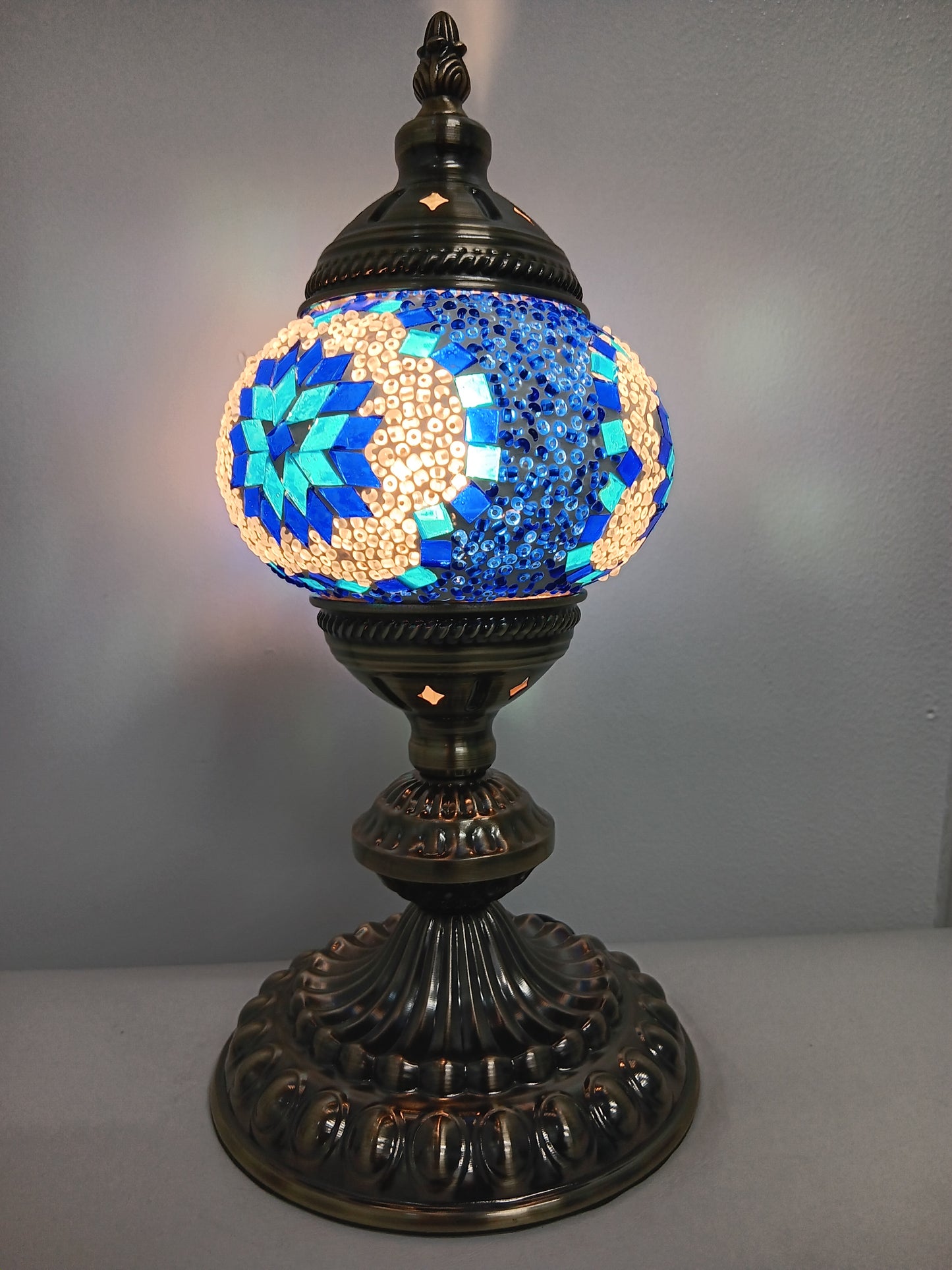 Turkish Mosaic Lamp - White & Blue