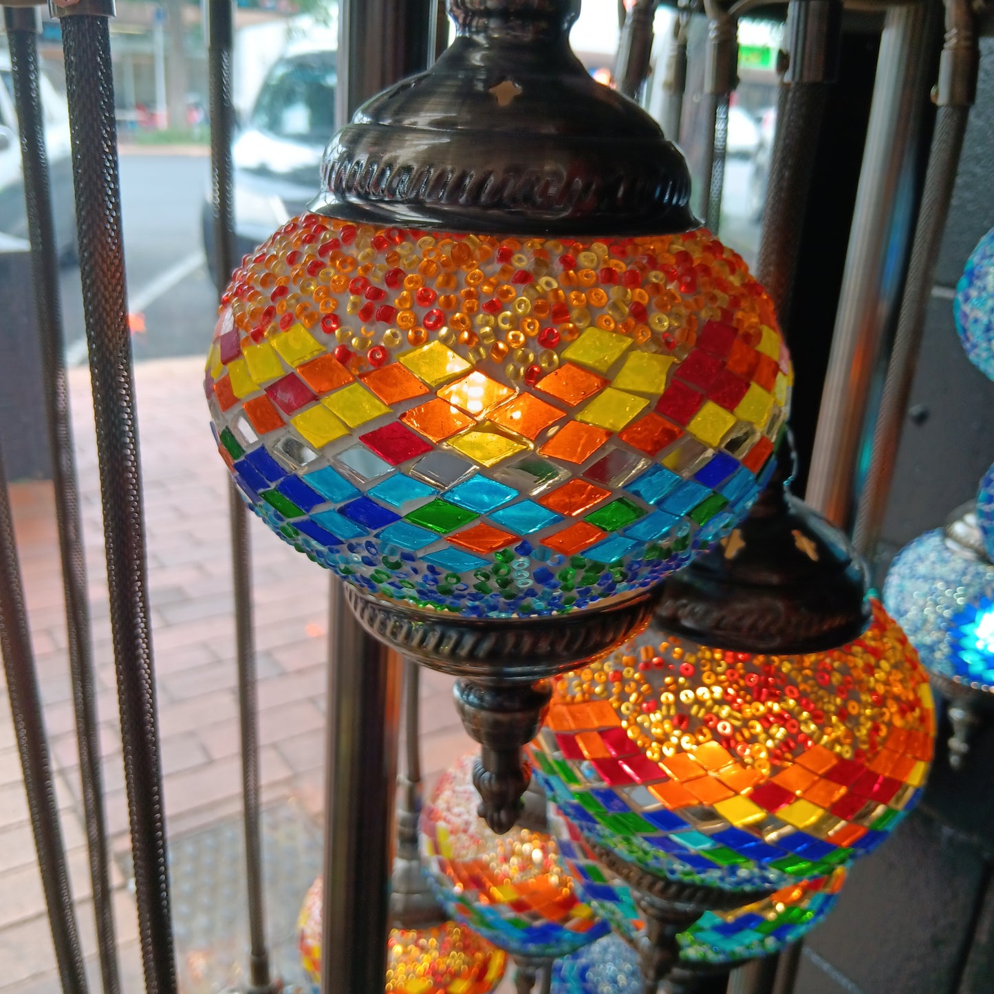 Mosaic Lamp - 9 tier orange/blue