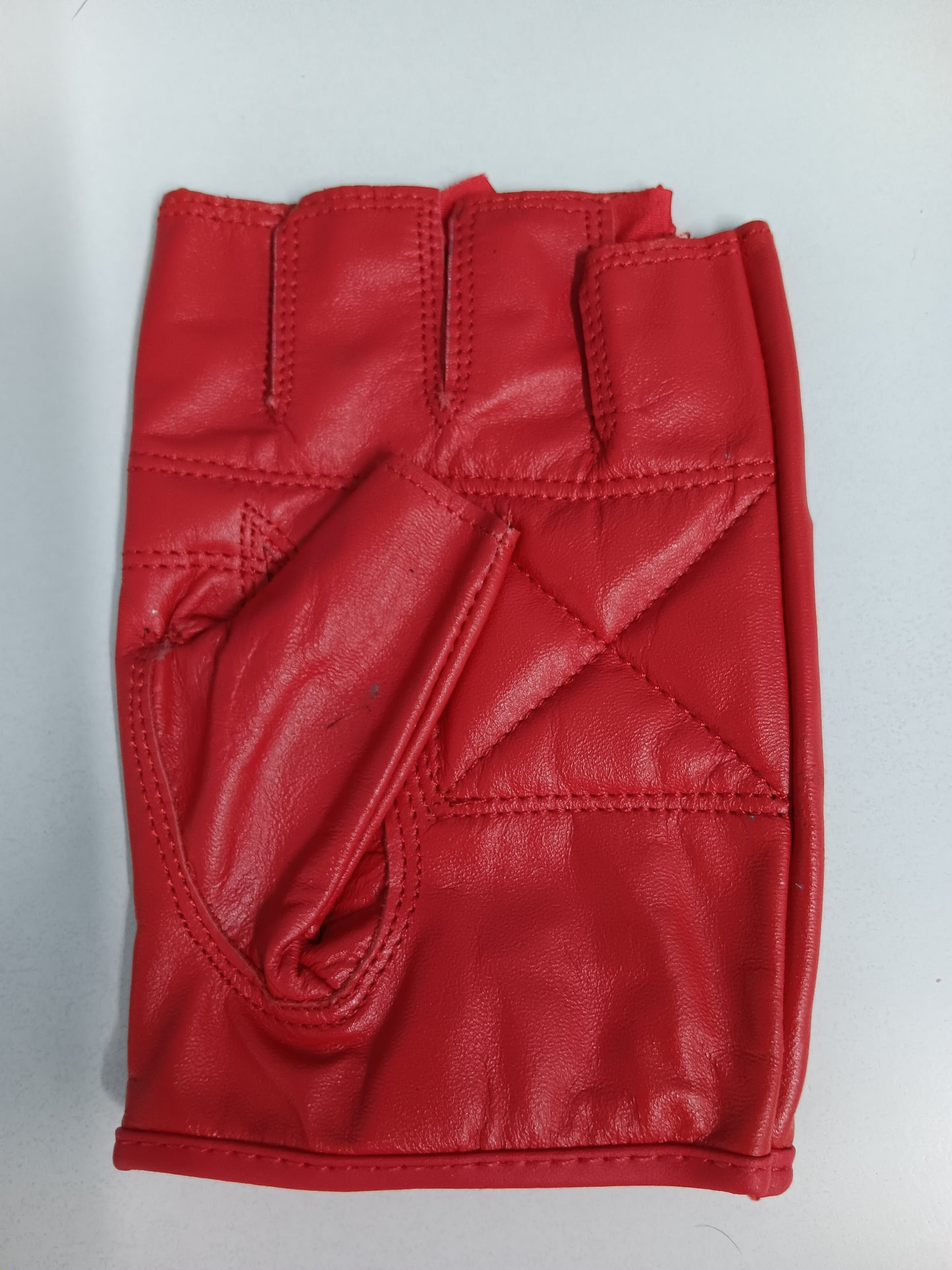 Leather Fingerless Gloves - Red