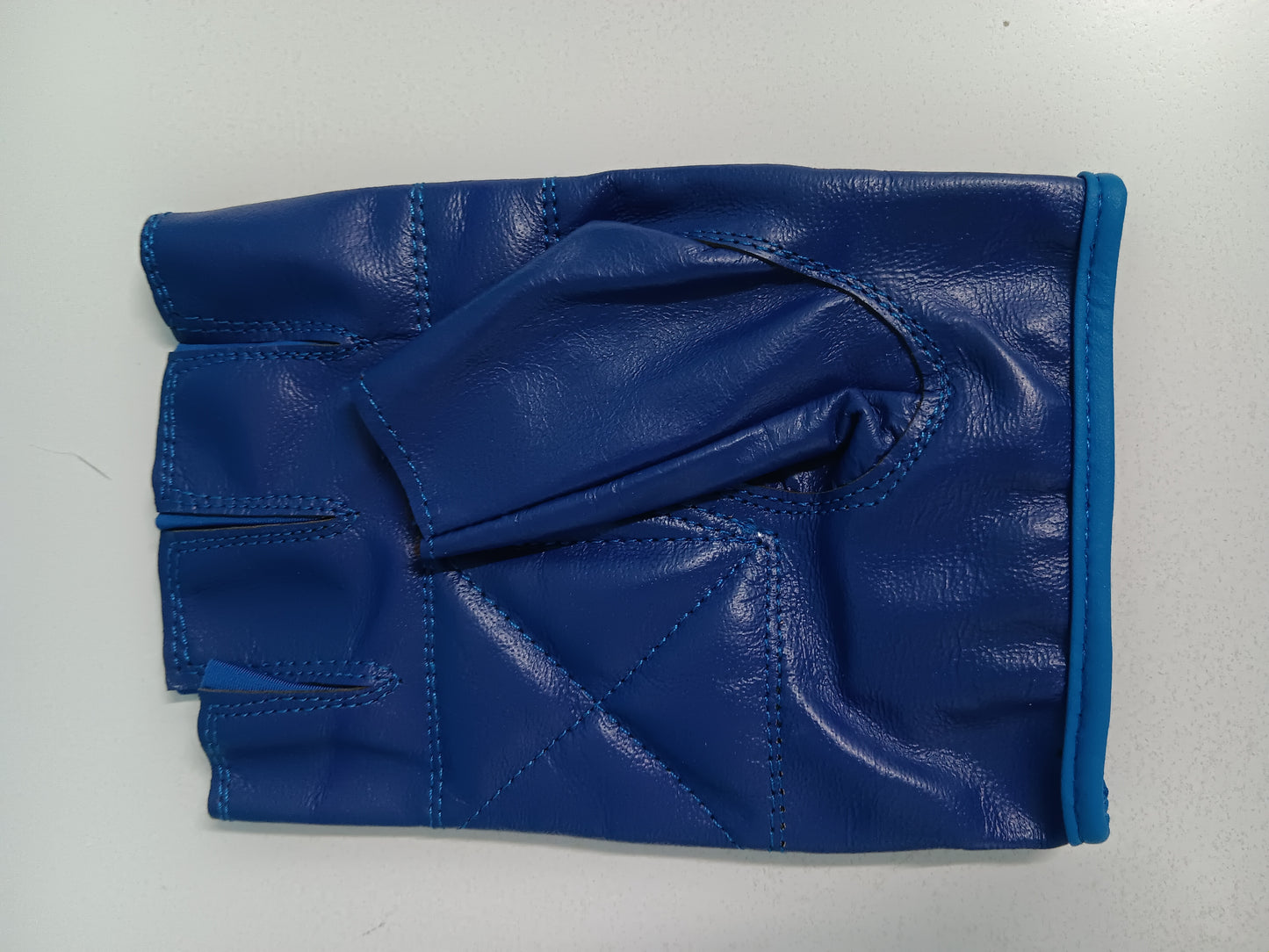 Leather Fingerless Gloves - Blue