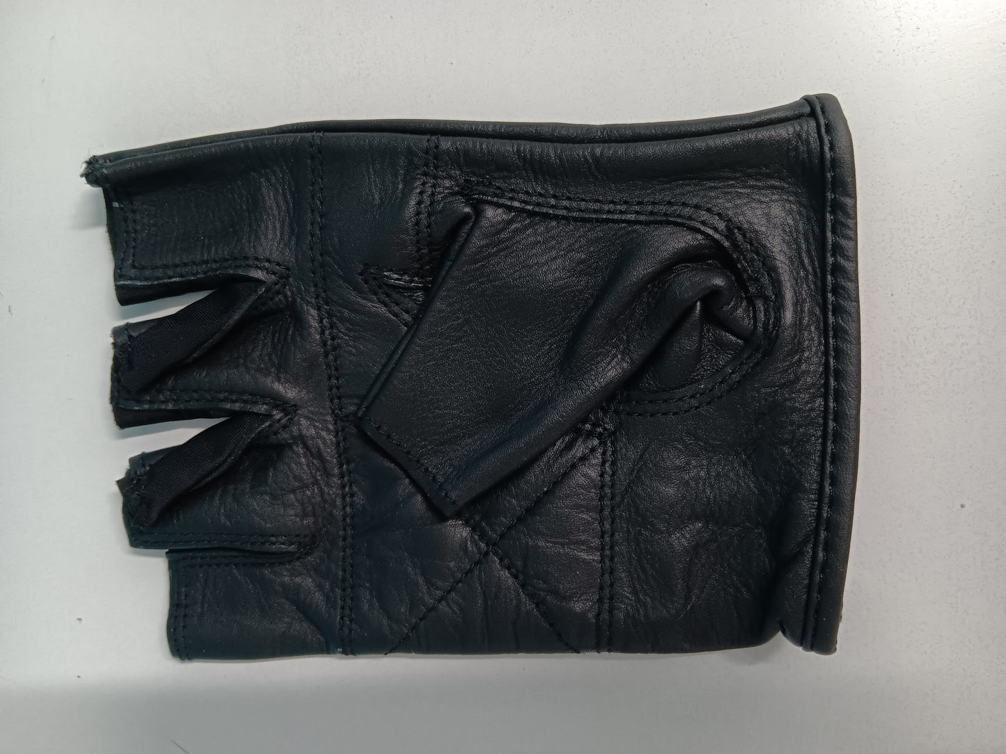 Leather Fingerless Gloves - Black