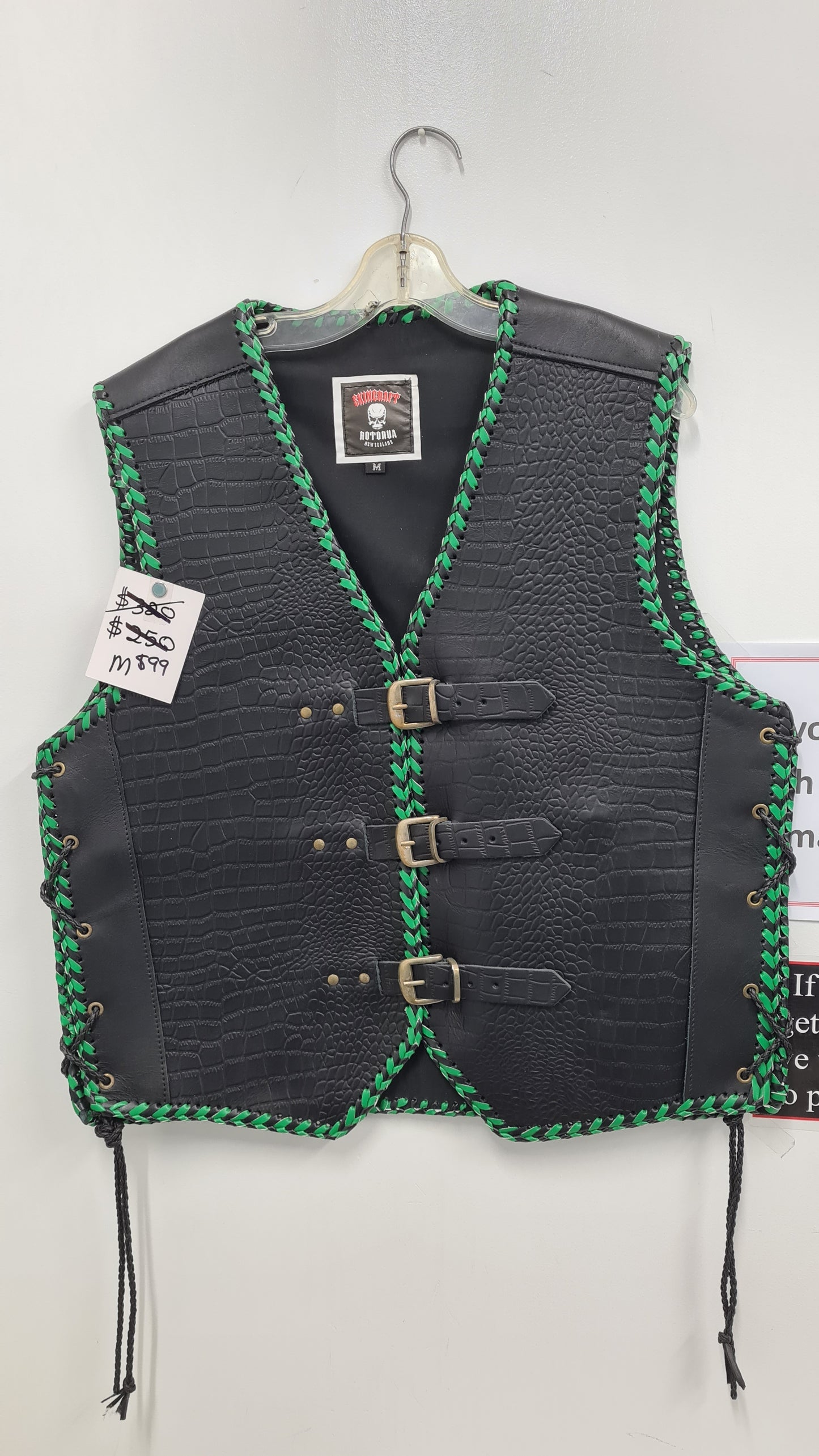 $99 Vest - Black Croc W/ Green