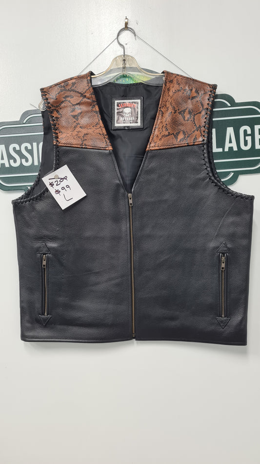 $99 Vest - Black w/brown snake print