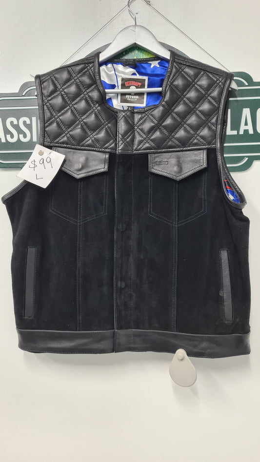 $99 Vest - Black suede w/leather top