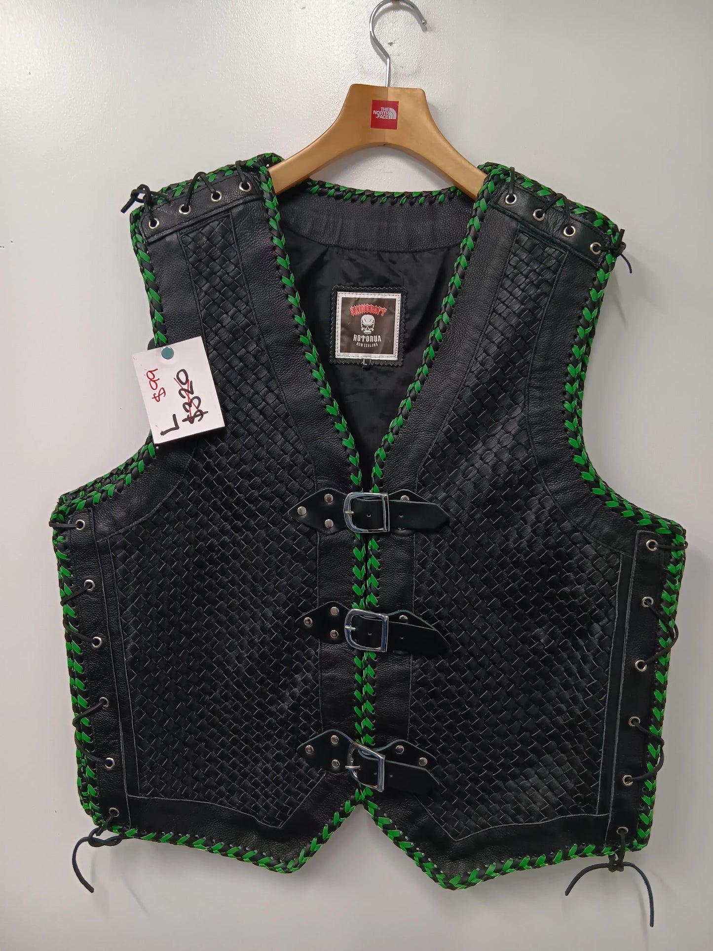 $99 Vest - Green Woven leather vest