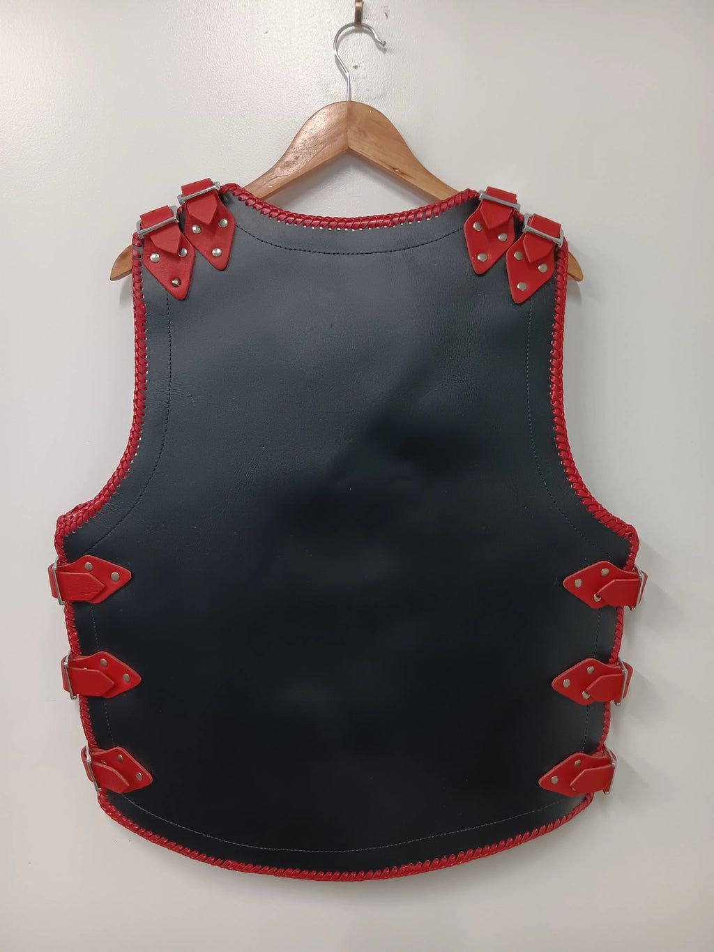 Vest - Leather red braided edge