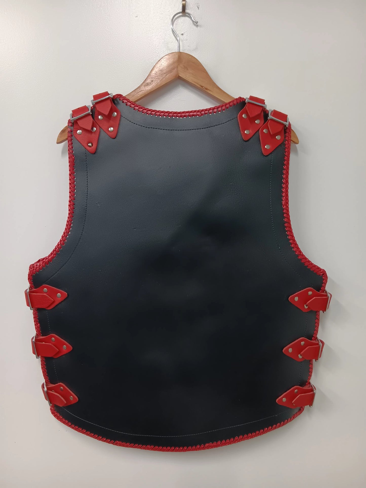 Vest - Leather red braided edge