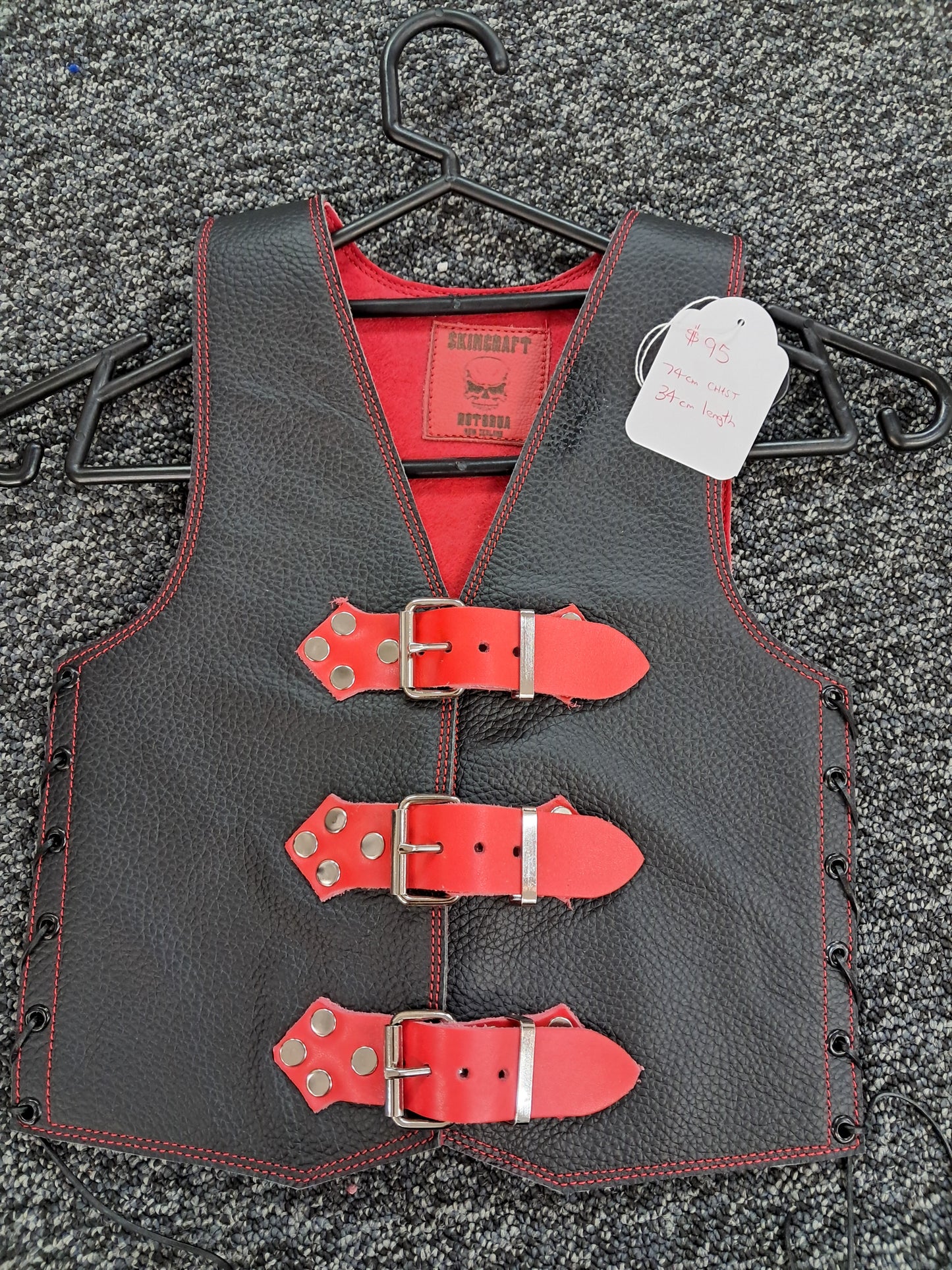 Kids Vest - Black w/Red Buckles