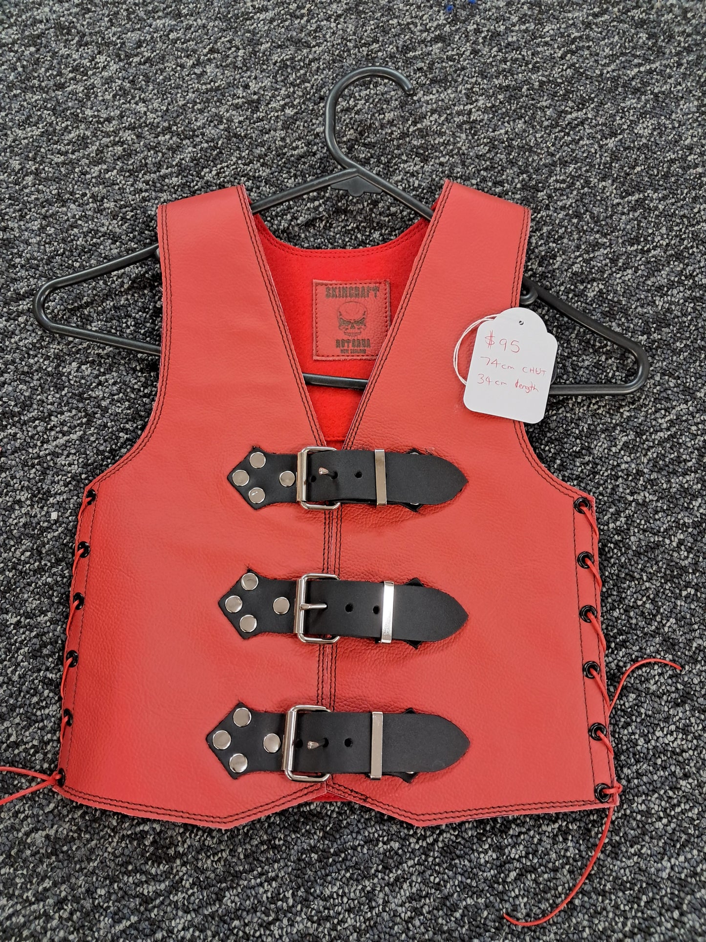 Kids Vest - Red w/Black Buckles