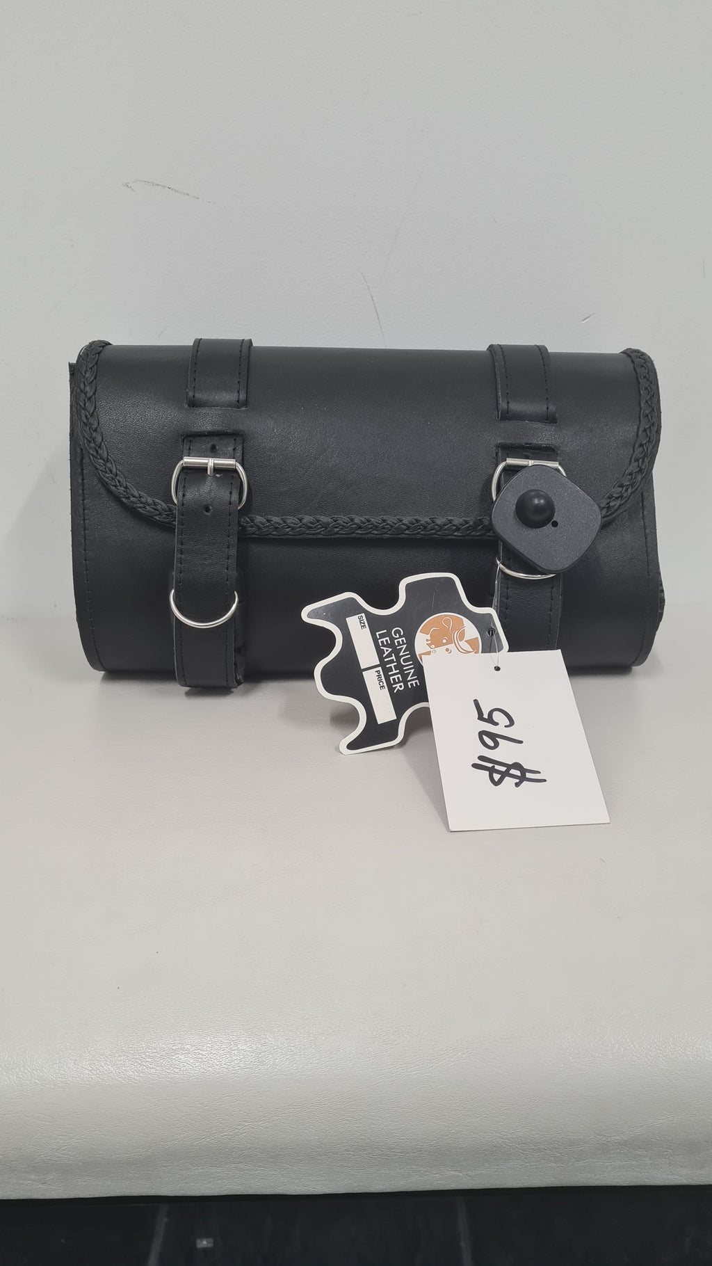 Leather motorbike braided carry/tool bag