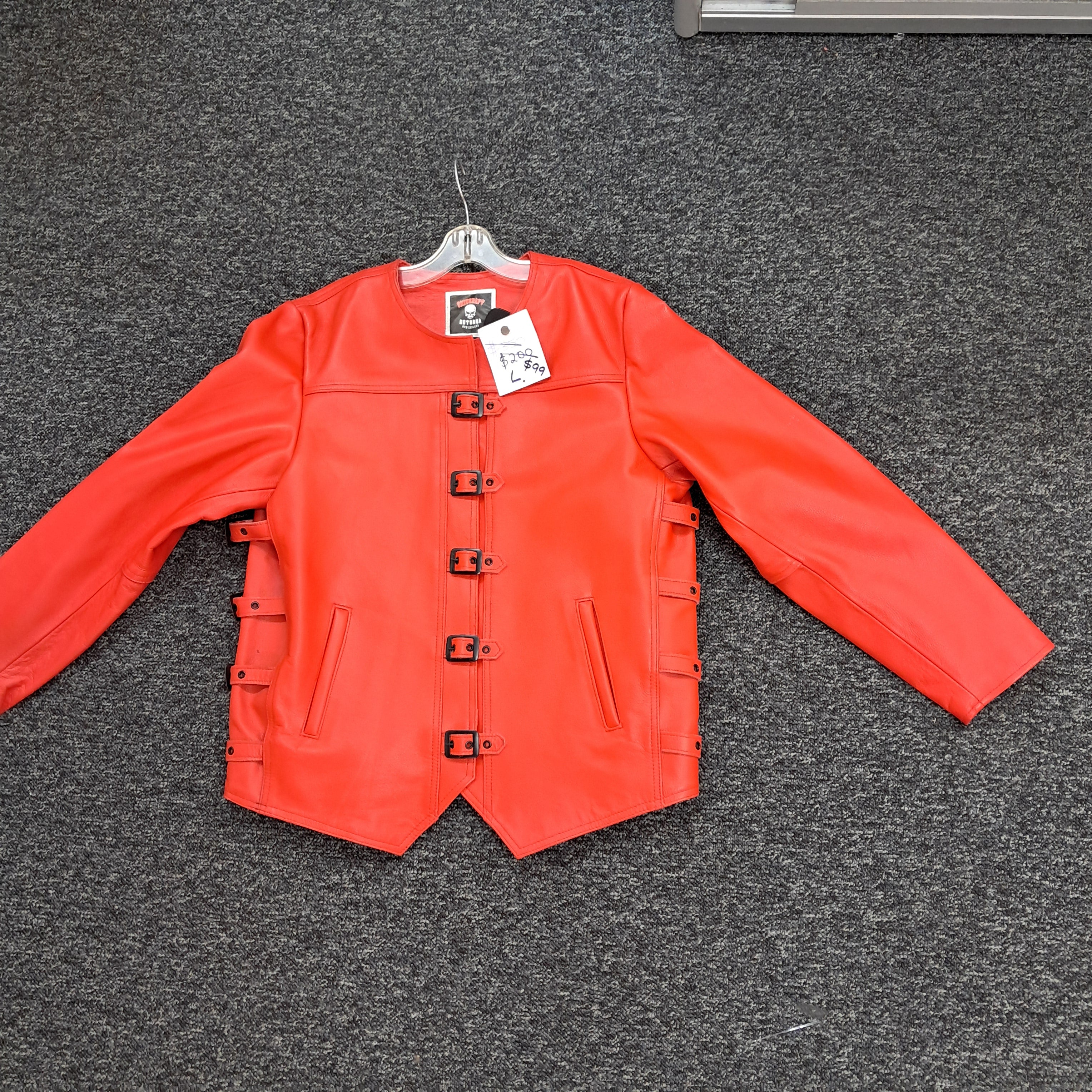 Red leather jacket
