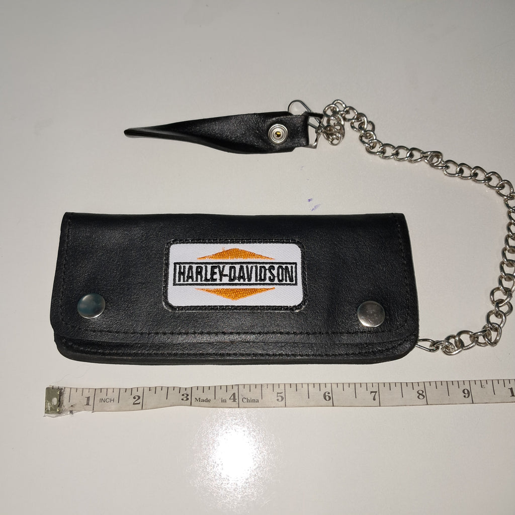 Leather bikers chain wallet - HD White