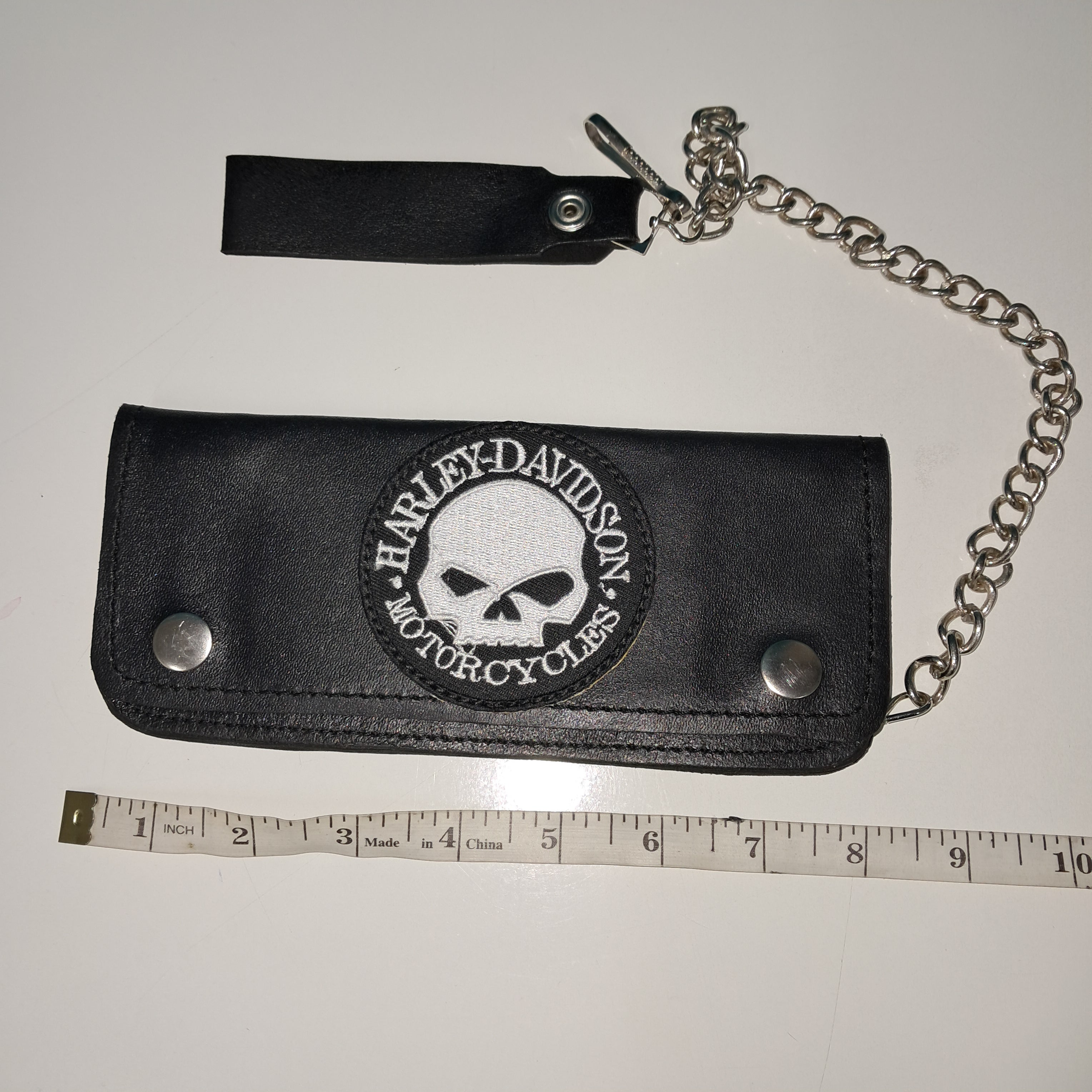 Leather bikers chain wallet - HD Skull