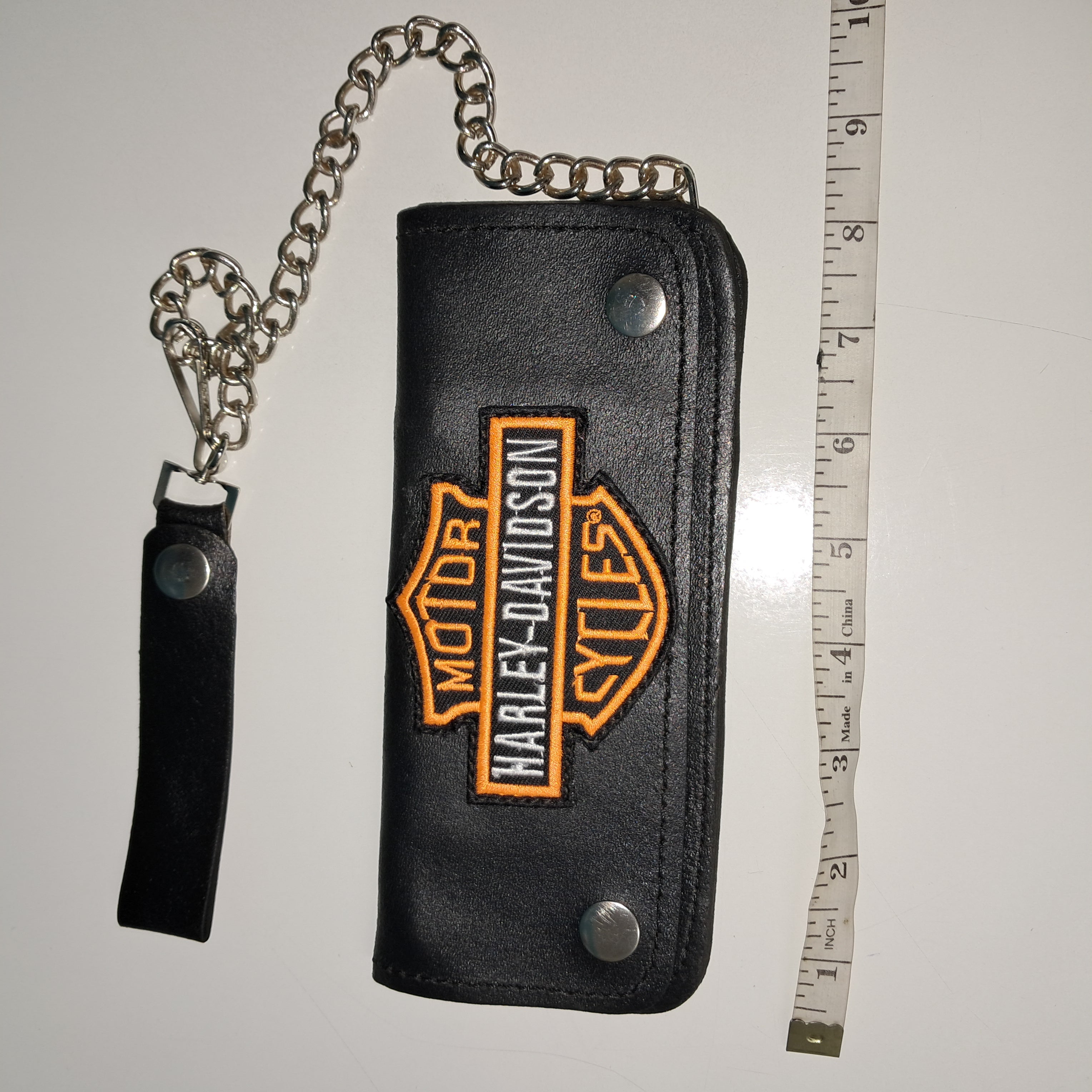 Leather bikers chain wallet w/zip - HD