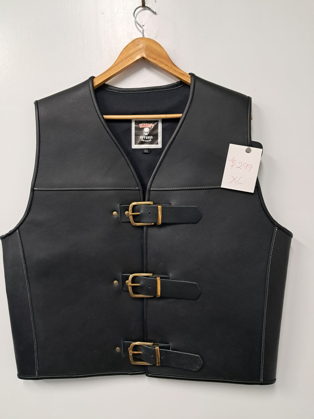 Black leather bikers vests