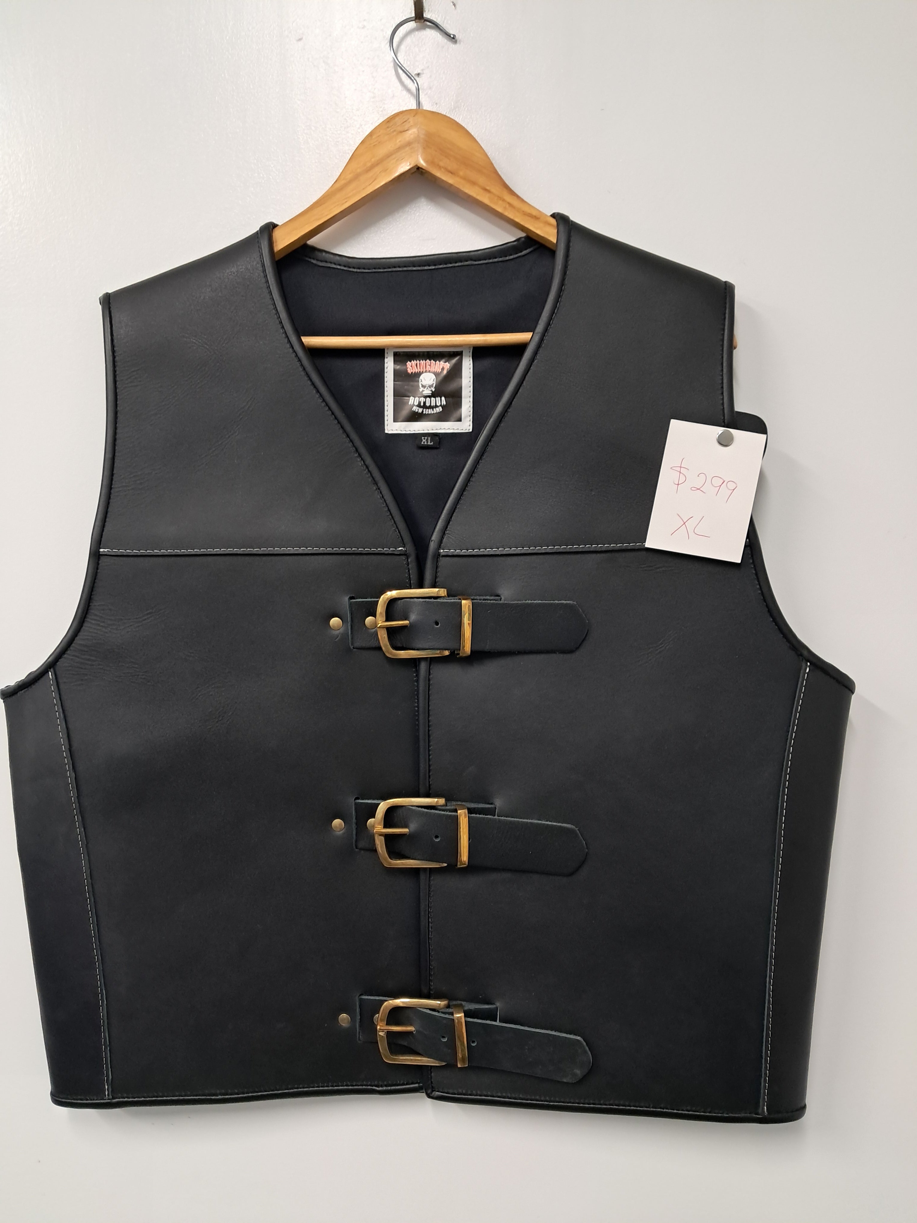 Black leather bikers vests