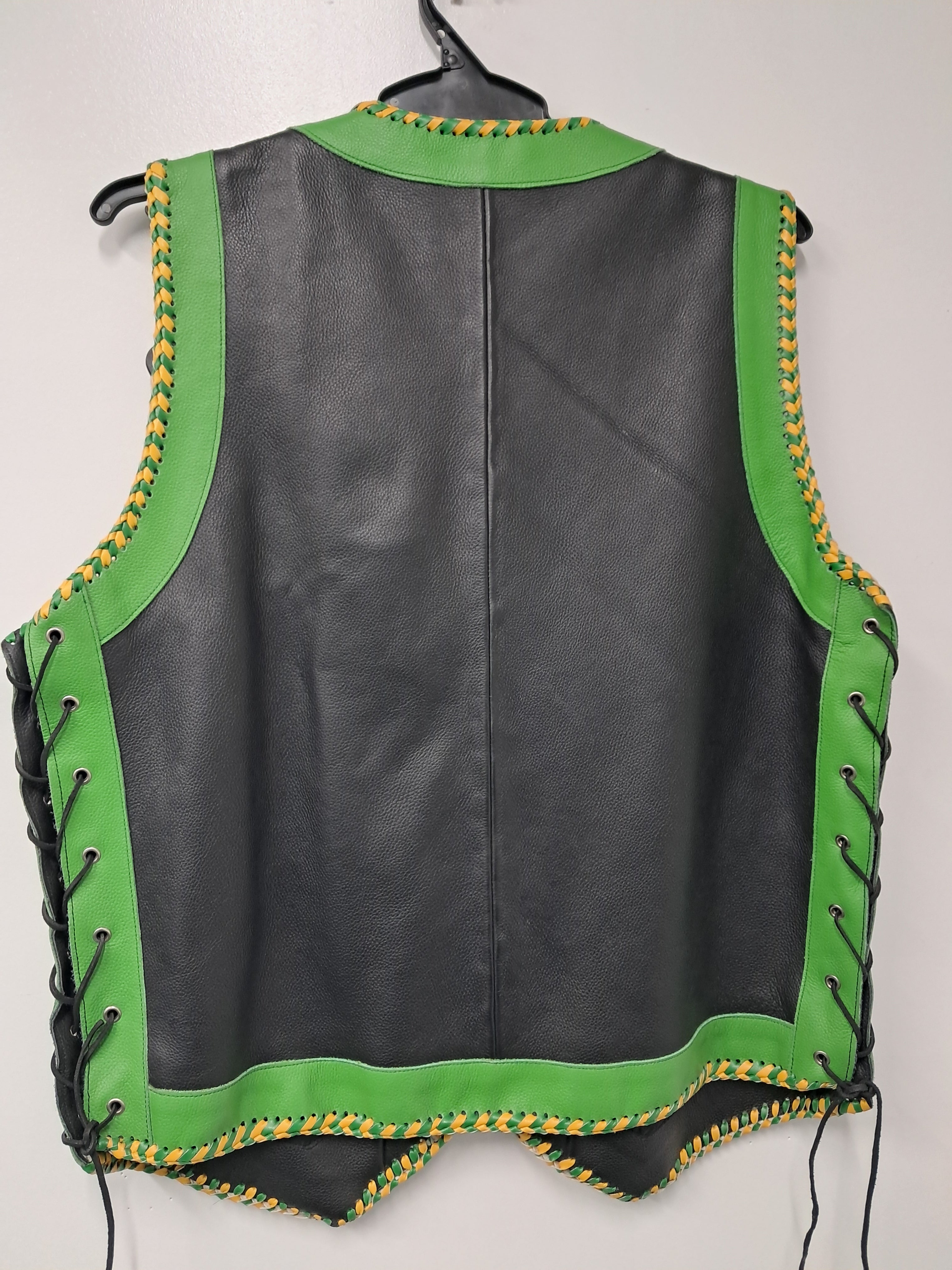 $99 Vest - Black and Green w/Yellow String